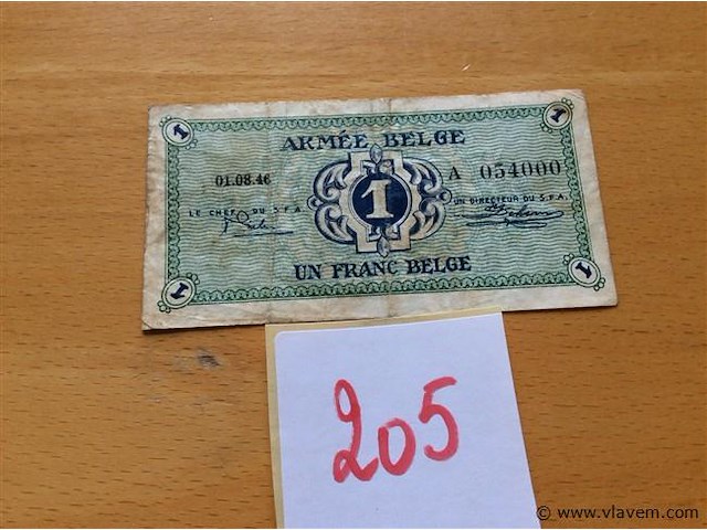 Biljet 1fr 1946 belgisch - afbeelding 1 van  2