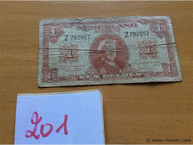 Biljet 1gulden nederland 1945. - afbeelding 1 van  2