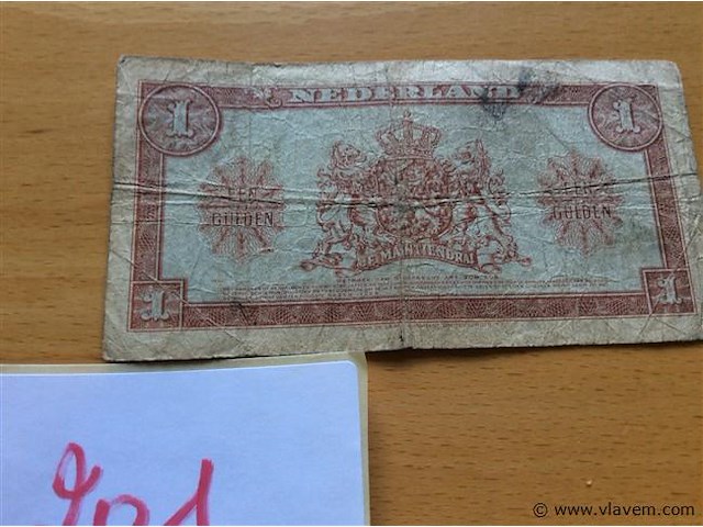 Biljet 1gulden nederland 1945. - afbeelding 2 van  2