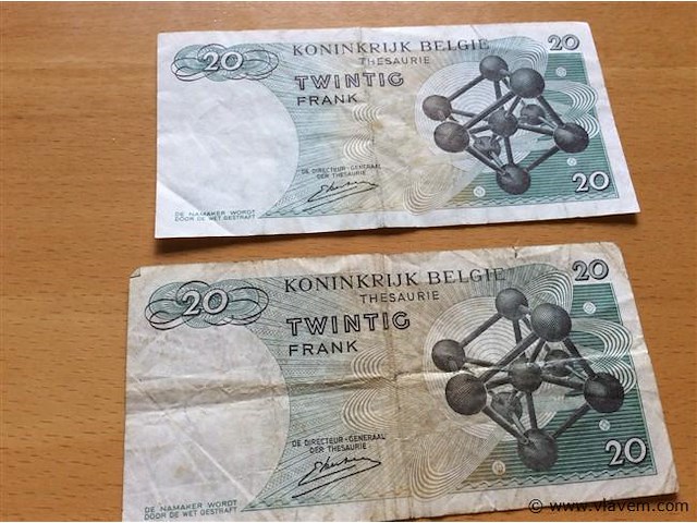 Biljet 20fr belgisch 2st 1964. - afbeelding 2 van  2