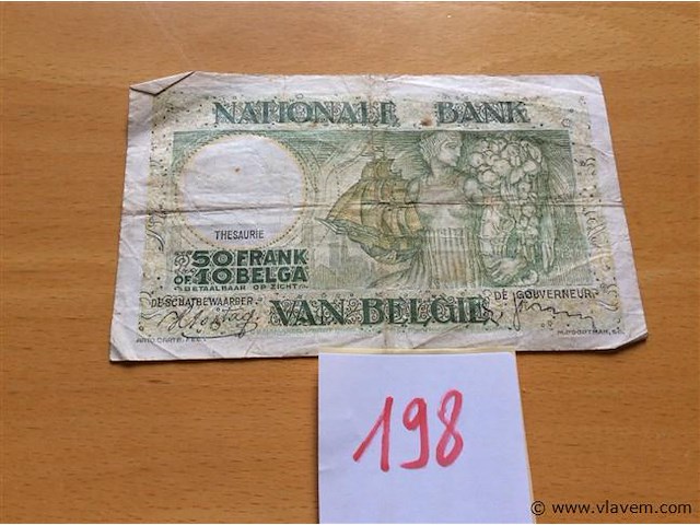 Biljet 50fr belgisch 1938. - afbeelding 2 van  2