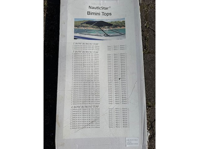 Bimini top, nauticstar, 3 bow | 183x91x231-243, navy blue - afbeelding 2 van  4
