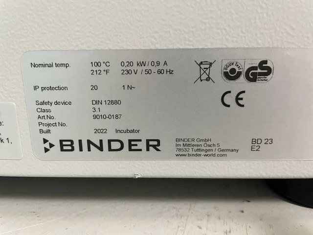 Binder - bd 23 - laboratoriumincubator - 2022 - afbeelding 4 van  4