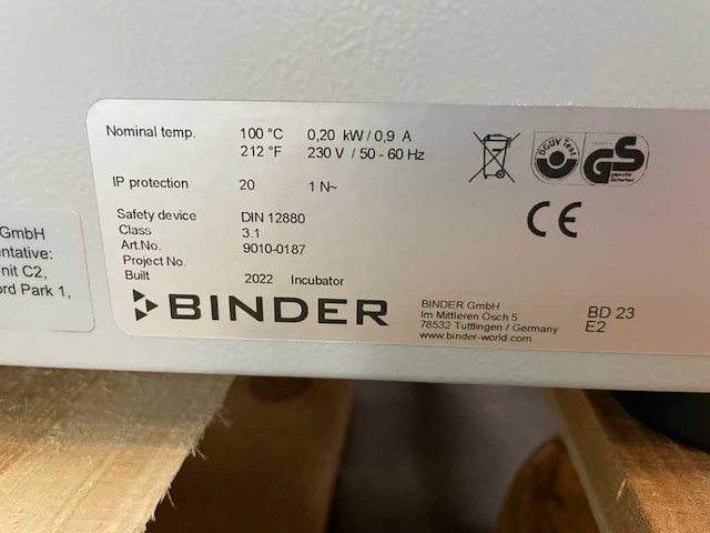 Binder - bd 23 - laboratoriumincubator - 2022 - afbeelding 4 van  4