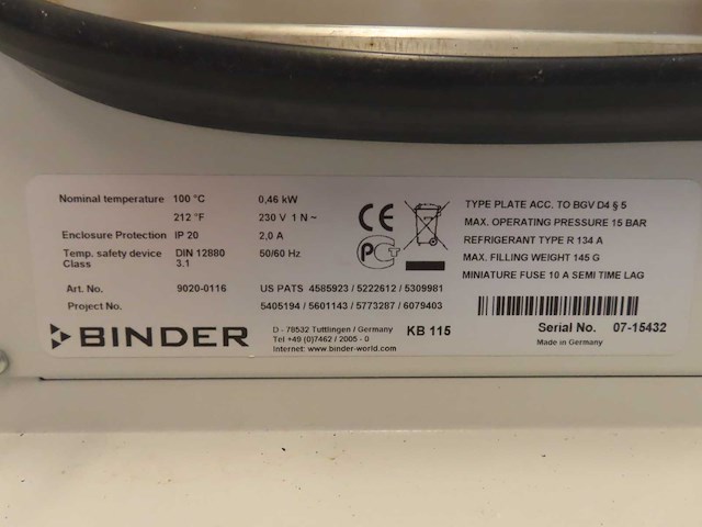 Binder - kb 115 - koelincubator - afbeelding 5 van  8