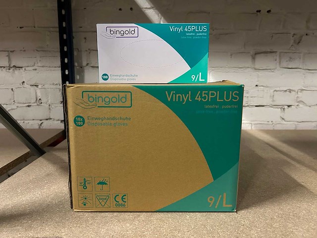 Bingold - vinyl 45plus - latex- en poedervrije wegwerphandschoenen maat l (10000x) - afbeelding 1 van  3