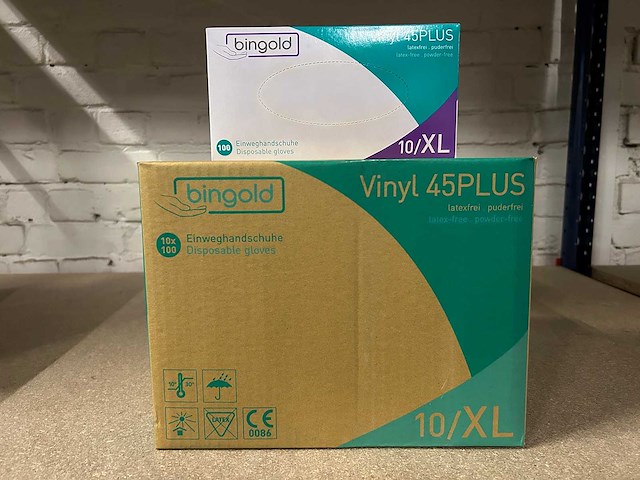 Bingold - vinyl 45plus - latex- en poedervrije wegwerphandschoenen maat xl (10000x) - afbeelding 1 van  3