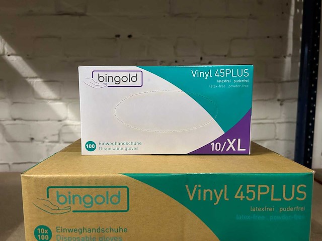 Bingold - vinyl 45plus - latex- en poedervrije wegwerphandschoenen maat xl (10000x) - afbeelding 2 van  3