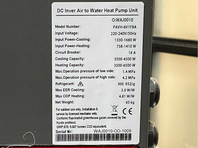 Biodom 6,5 kw warmtepomp monoblok inverter met geavanceerde controller - afbeelding 6 van  14