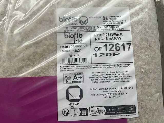 Biofib - trio 120 mm (8 pak = 28.8 m2) - 1200 mm x 600 mm x 120 mm - isolatie - afbeelding 5 van  6