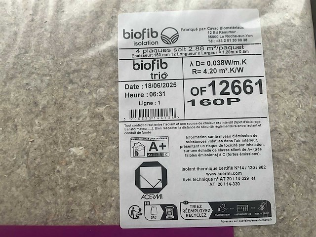 Biofib - trio 160 mm (8 pak = 23,04 m2) - 1200 mm x 600 mm x 160 mm - isolatie - afbeelding 5 van  5