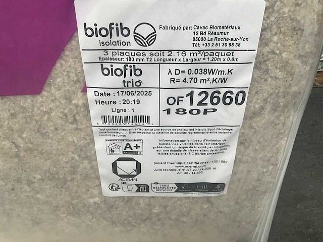 Biofib - trio 180 mm (6 pak = 12,96 m2) - 1200 mm x 600 mm x 180 mm - isolatie - afbeelding 6 van  9