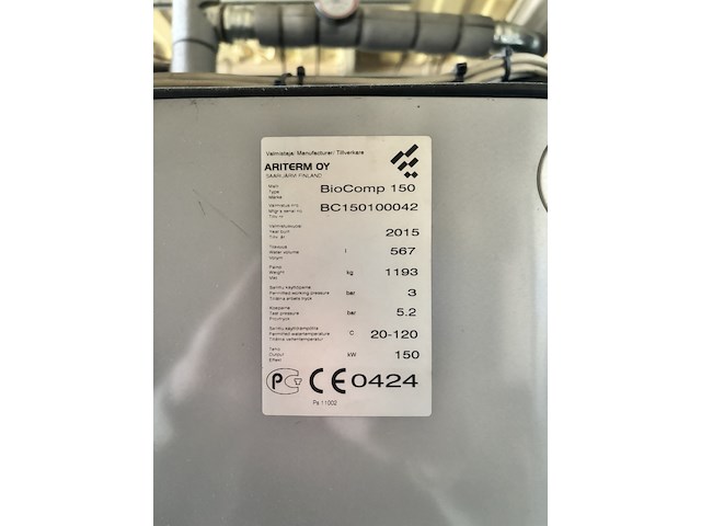 Biomassa houtchips ketel 150 kw, ariterm biocomp 150, 2015 - afbeelding 12 van  19