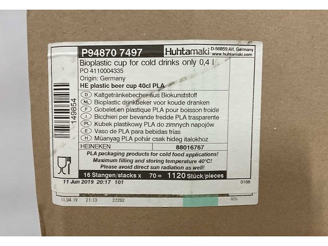 Bioware - heineken 0,4 liter - plastic bekers (4480x) - afbeelding 3 van  3