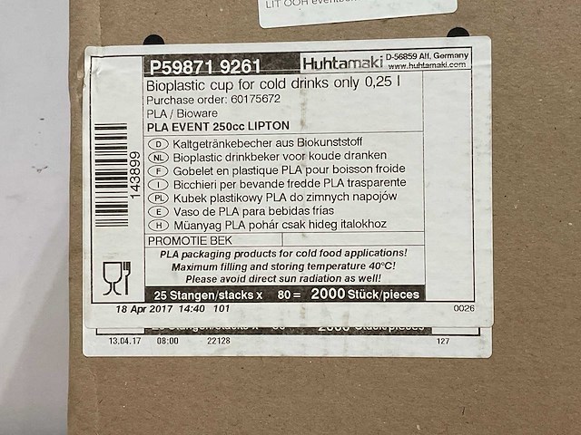 Bioware - lipton - plastic bekers 0,25 l (8000x) - afbeelding 6 van  6