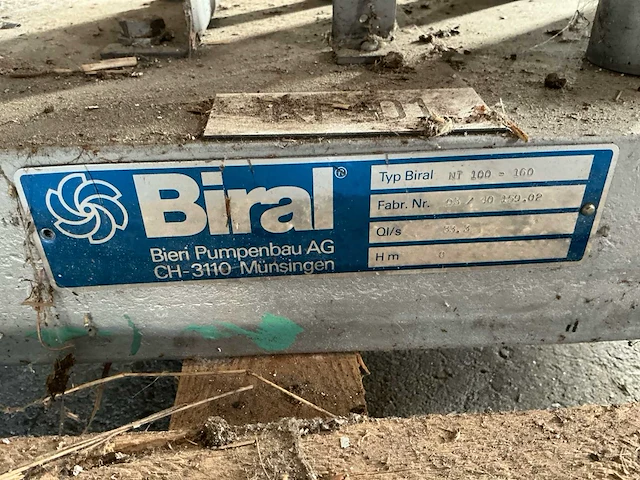 Biral nt 100-160 industriële centrifugaalpomp – 120 m³/uur – ongebruikt - afbeelding 9 van  9