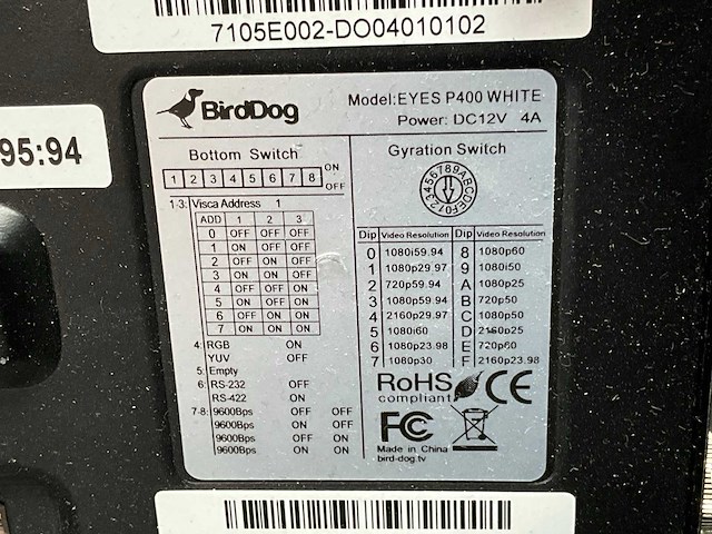 Birddog eyes p400 ptz 4k ndi broadcasting camera / cameraset (5x) - afbeelding 7 van  12