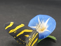Biscuitporseleinen beeldje van een vlinder op een bloem uit de "butterflies of the world" collectie van franklin mint - afbeelding 1 van  5