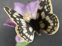 Biscuitporseleinen beeldje van een vlinder op een bloem uit de "butterflies of the world" collectie van franklin mint - afbeelding 4 van  5