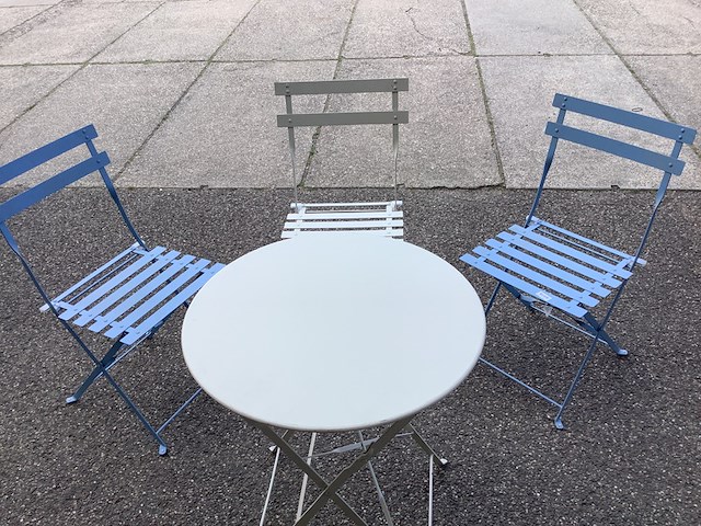 Bistroset, 3 stoelen en 1 tafel, ed, wit blauw - afbeelding 1 van  3