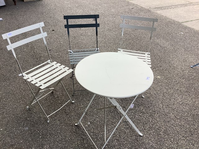 Bistroset, 3 stoelen en 1 tafel, ed, wit groen - afbeelding 1 van  6