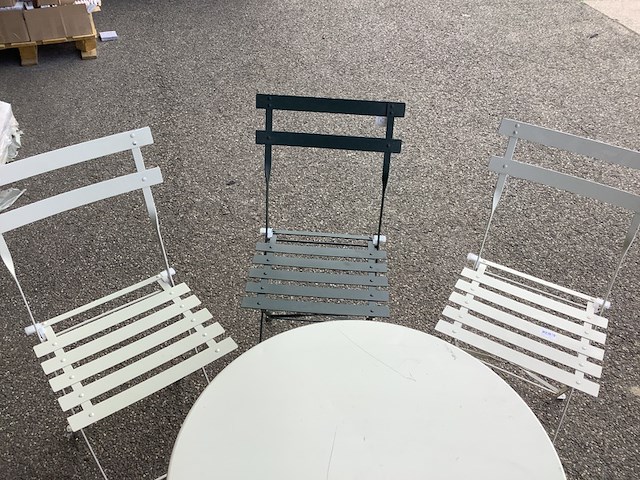 Bistroset, 3 stoelen en 1 tafel, ed, wit groen - afbeelding 2 van  6