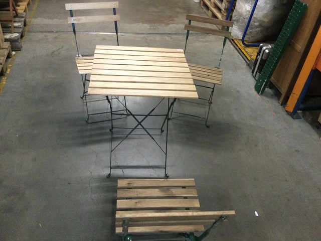 Bistrostel bestaande uit 3 stoelen, 1 tafeltje ed, groen/lichtbruin - afbeelding 1 van  3