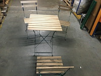 Bistrostel bestaande uit 3 stoelen, 1 tafeltje ed, groen/lichtbruin - afbeelding 1 van  3