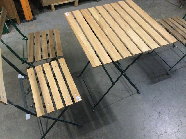 Bistrostel bestaande uit 3 stoelen, 1 tafeltje ed, groen/lichtbruin - afbeelding 2 van  3
