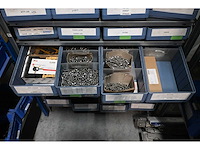 Bito 12-delige loketkast inclusief 64 kunststof voorraadbakken met rvs bevestigingsmaterialen en machine accessoires - afbeelding 12 van  15