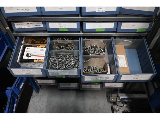 Bito 12-delige loketkast inclusief 64 kunststof voorraadbakken met rvs bevestigingsmaterialen en machine accessoires - afbeelding 15 van  15