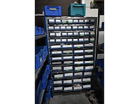 Bito 12-delige loketkast inclusief 64 kunststof voorraadbakken met rvs bevestigingsmaterialen en machine accessoires - afbeelding 2 van  13