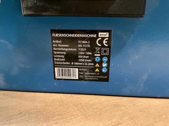 Bitux tc180a-2 tegelsnijapparaat - afbeelding 5 van  5