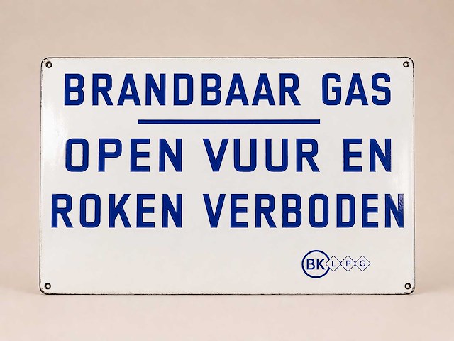 Bk lpg "brandbaar gas" bord - afbeelding 1 van  1