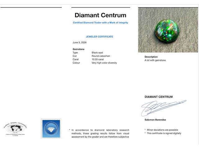 Black opal - 10.20 carat natuurlijke black opal - afbeelding 3 van  4