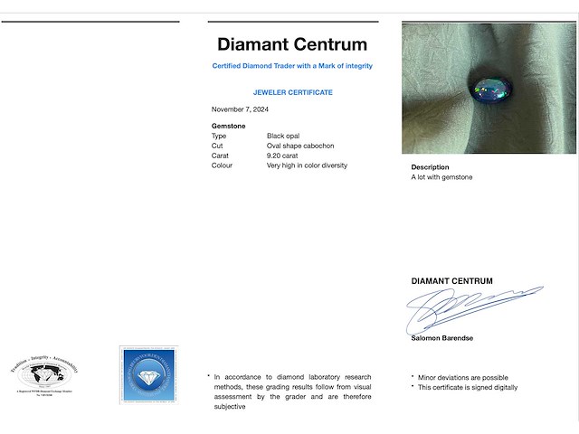 Black opal - 9.20 carat natuurlijke black opal - afbeelding 2 van  2