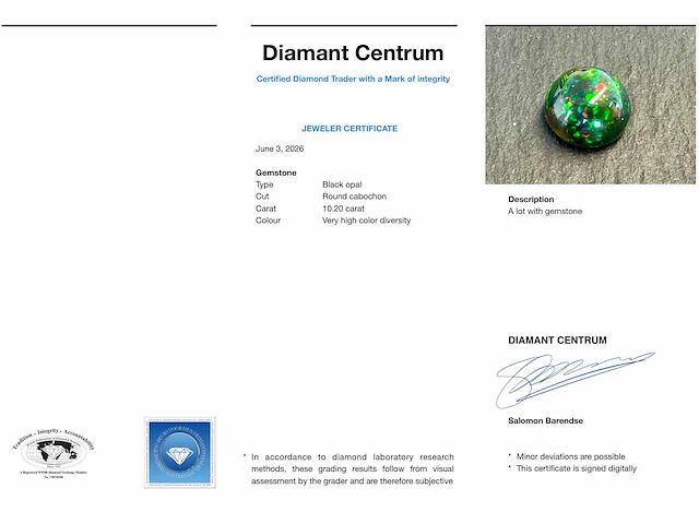 Black opal 10.20 ct - afbeelding 3 van  3