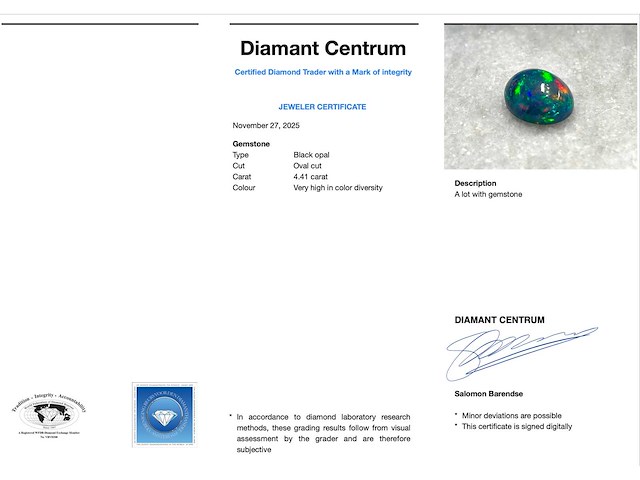 Black opal 4.41 carat natuurlijke black opal - afbeelding 3 van  4