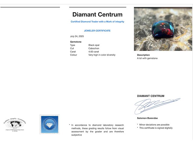 Black opal 4.60 carat natuurlijke black opal - afbeelding 3 van  4