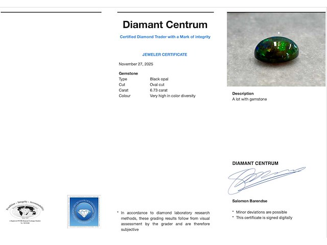 Black opal 6.73 carat natuurlijke black opal - afbeelding 3 van  4