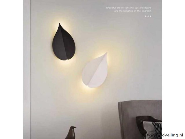 Bladvorm led wandlamp sw-239– 6w – zwart – ip54 (x8) - afbeelding 2 van  3