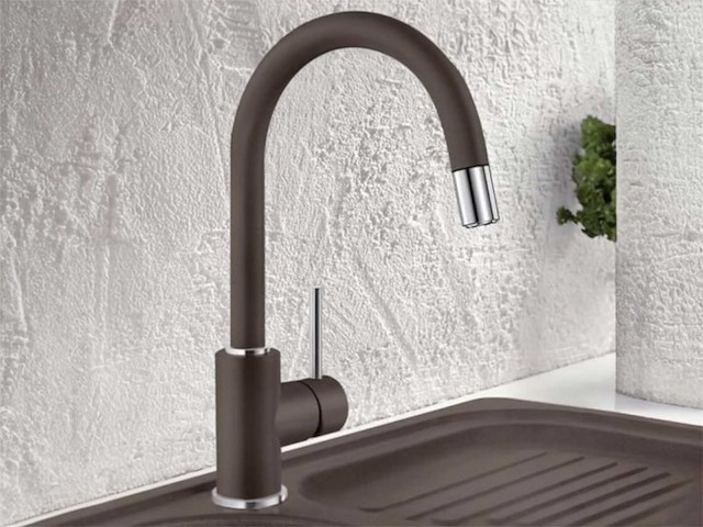 Blanco mida-s cafe keukenmengkraan met uittrekbare uitloop - afbeelding 1 van  7