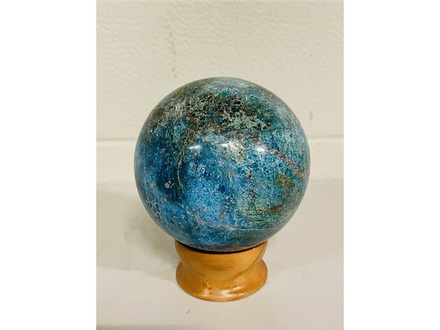 Blauwe apatiet bol + standaard - afbeelding 1 van  4