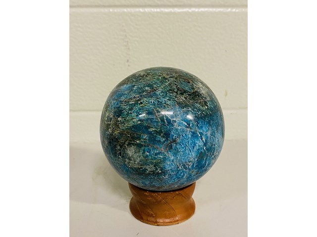 Blauwe apatiet bol + standaard - afbeelding 3 van  4