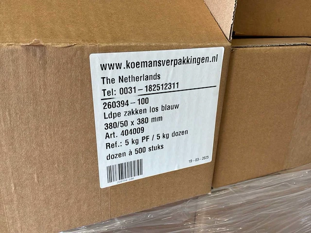 Blauwe ldpe zakken (380/50 x 380 mm) (24500x) - afbeelding 2 van  3