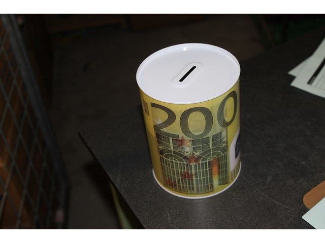 Blikken spaarpot groot 1x model €200 euro - afbeelding 1 van  3