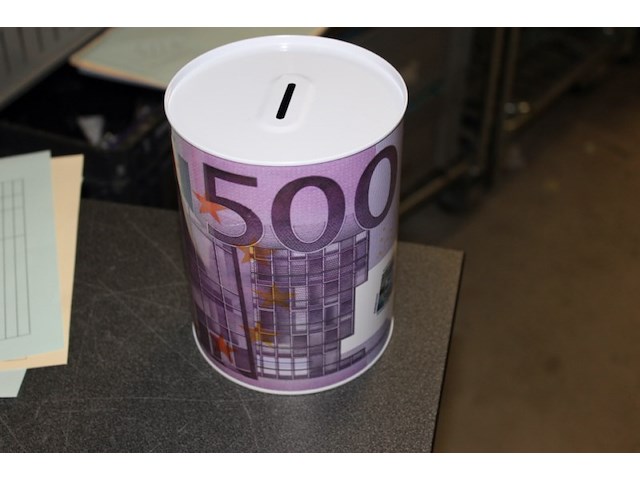 Blikken spaarpot groot 1x model €500 euro - afbeelding 2 van  3