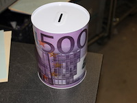 Blikken spaarpot groot 1x model €500 euro - afbeelding 1 van  3