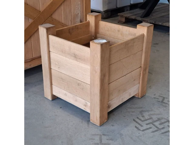 Bloembak, massief eiken | 58x58x58 cm - afbeelding 1 van  3