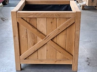 Bloembak, massief eiken | 80x80x80 cm - afbeelding 2 van  3